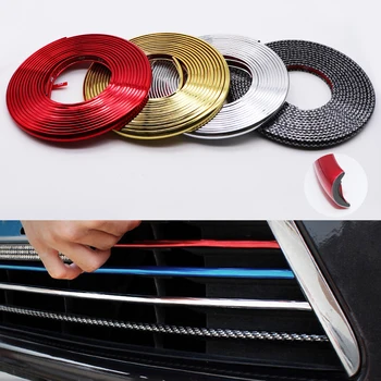 4M/8M Auto Bumper Styling Moulding Trim Strip Wiel Hub Bescherming Rood Carbon Fiber Grille Impact Decoratieve strip Accessoires
