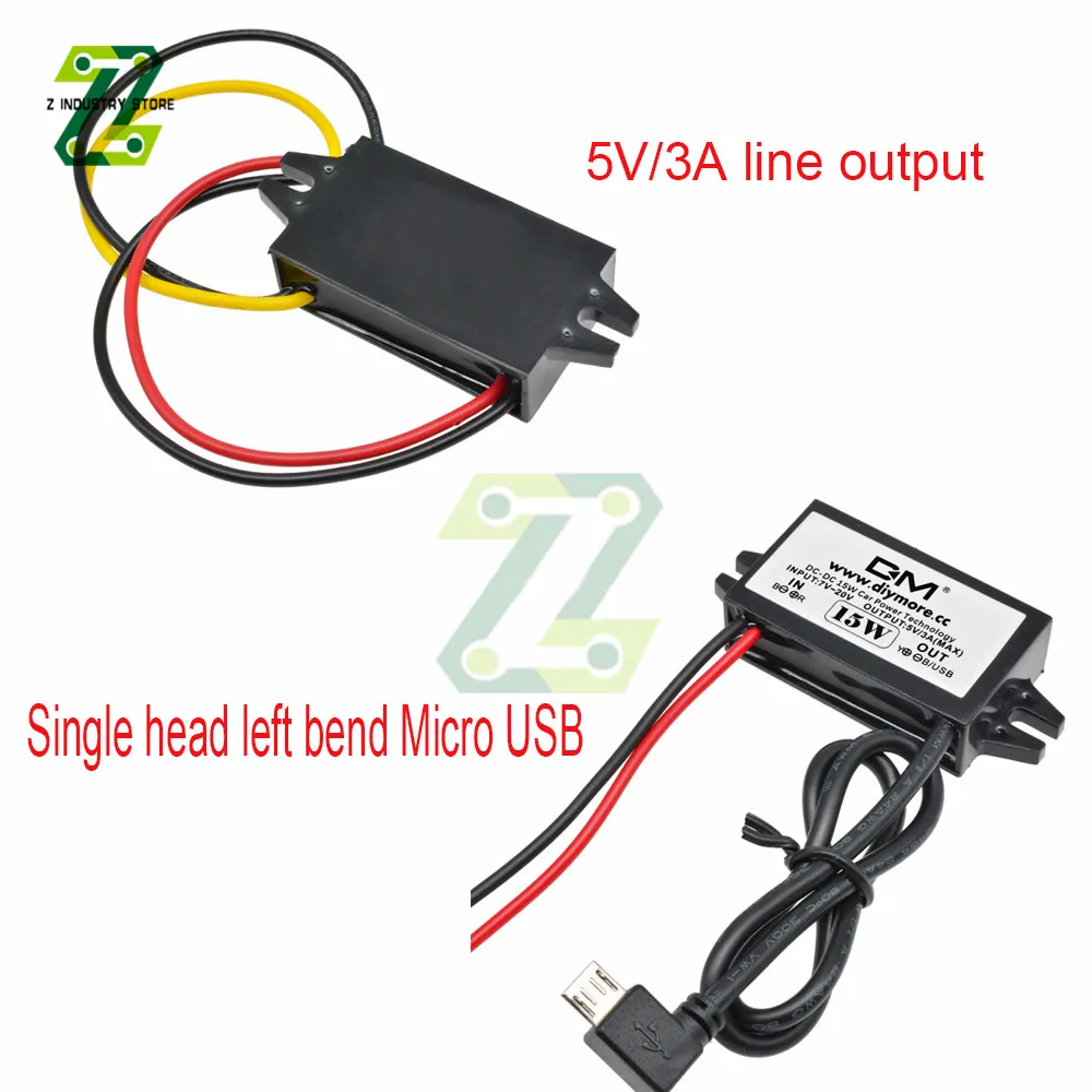DC-DC USB سيارة شاحن الطاقة محول فرق الجهد الجهد المنظم 12 فولت إلى 5V3A 15 واط سيارة رصد بوتينغ مقاوم للماء وحدة امدادات الطاقة #5
