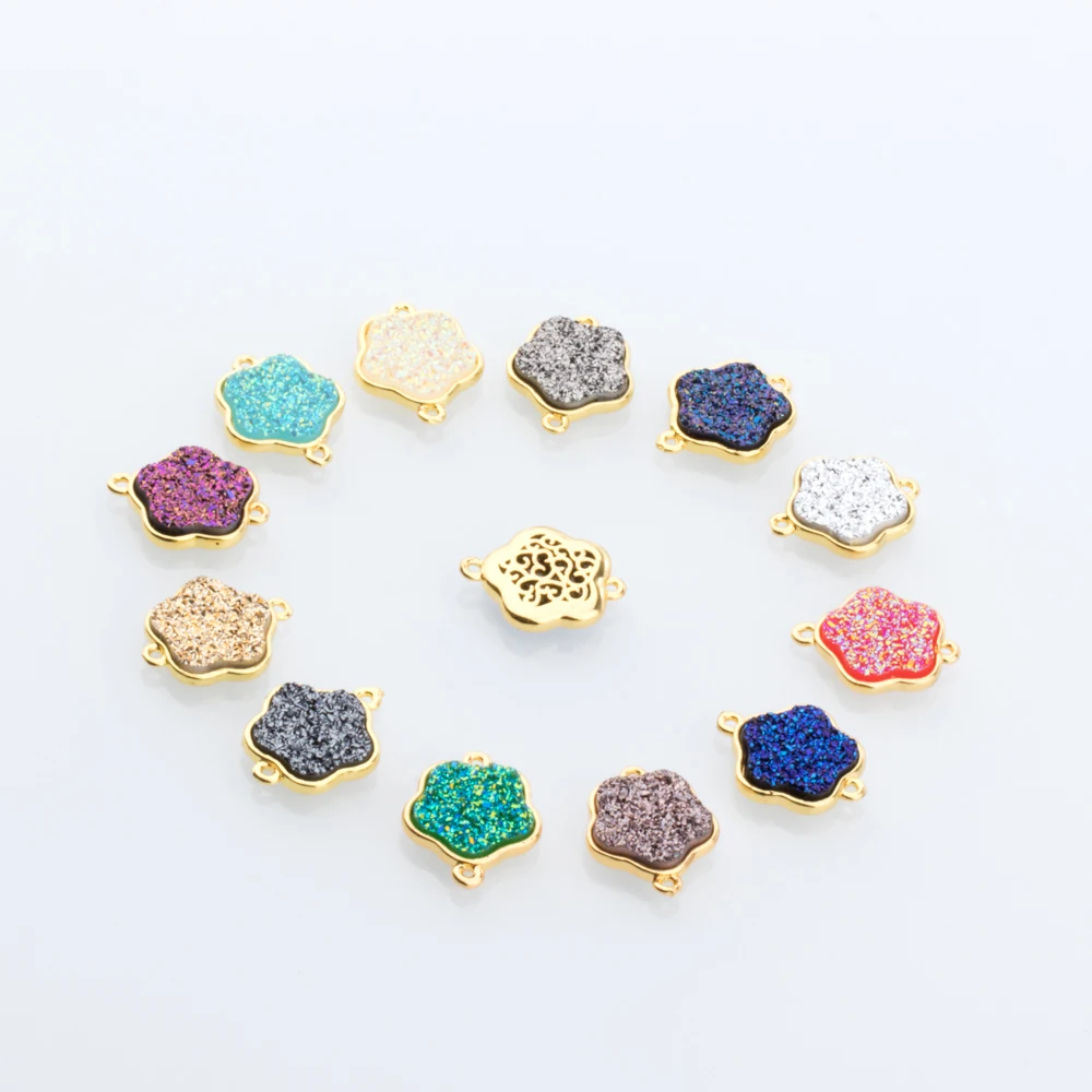 Flower type imitation bud bracelet connector 12 colors optional wholesale size 19 * 15mm for making bracelet