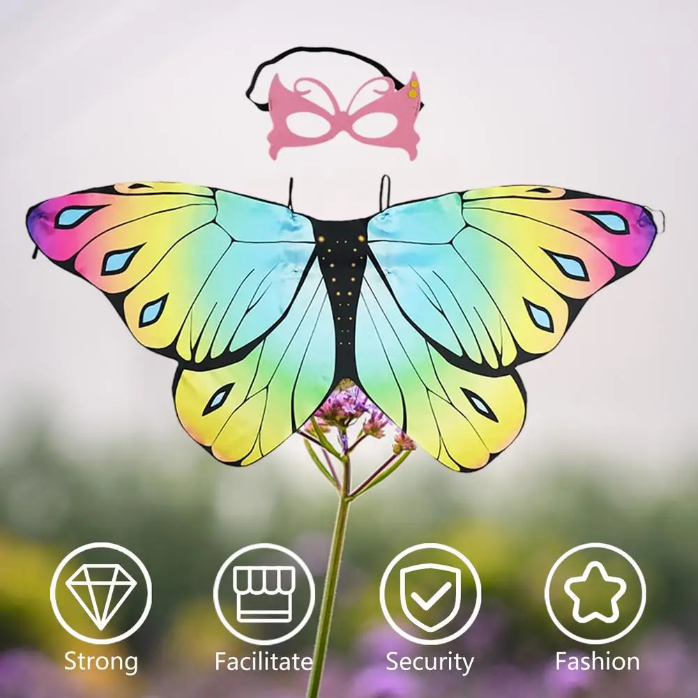 Butterfly Wings For Girls Halloween Costume Rainbow Angel Wings For Kids Sparkling Cartoon Costume Accessory Monarch Butterfly W