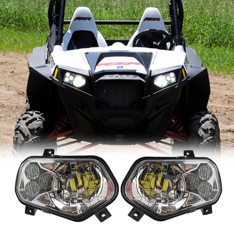 

For Polaris ATV LED Headlight Left Right High Low For 2012-2013 Polaris RZR Side X Sides and 2012-2013 Sportsman RZR 800 900 570