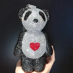 Gloomy Bear Shape Women Crystal Evening Clutch WHTUOHENG Luxury Ladies Rhinestone Party Dinner New Arrival Prom Banquet Purses