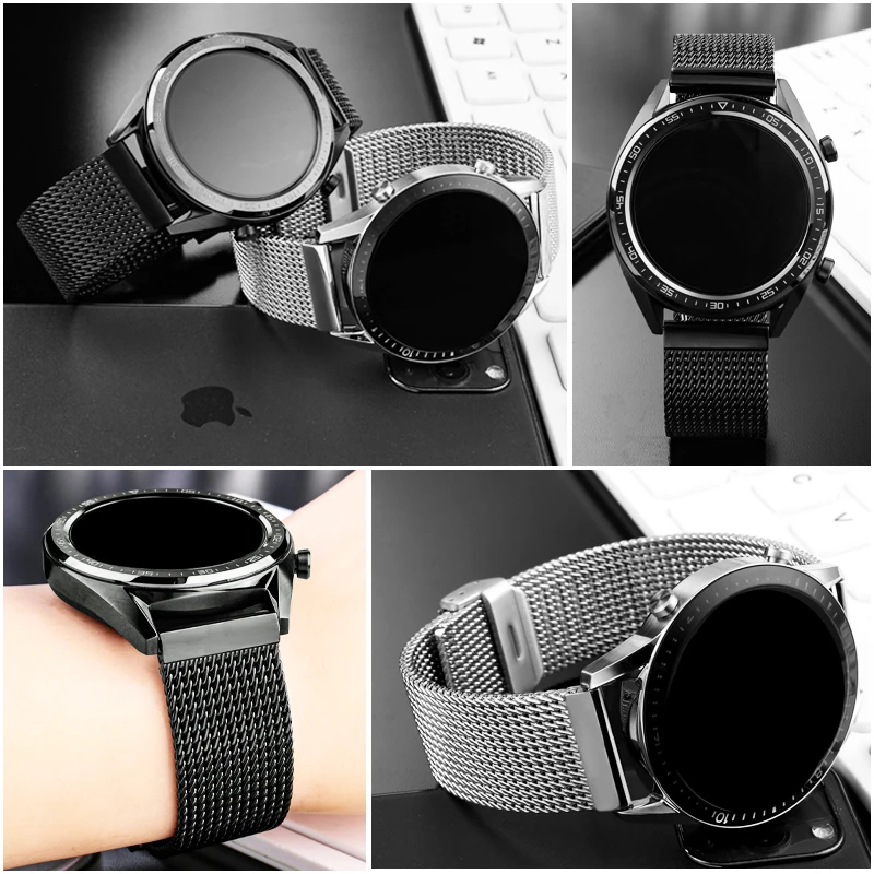 High quality 361LStainless Steel Watch strap mesh watchband 18mm 20mm 22mm black silver thicken Milanese Bracelet