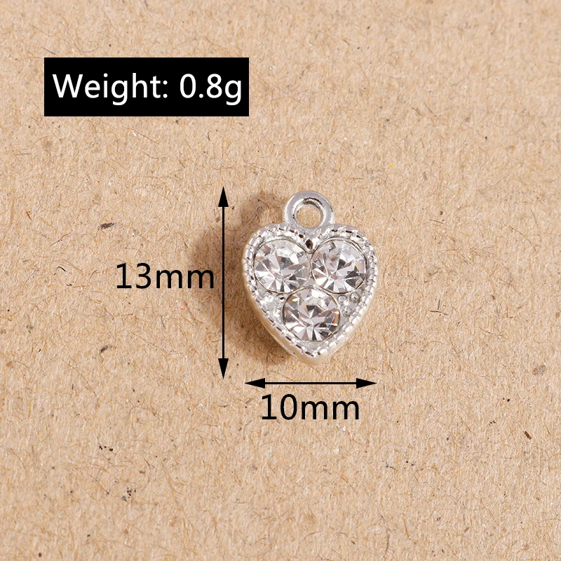10 Stück 10*13mm süße Kristall Liebe Herz Charms für Schmuckherstellung Anhänger DIY Halskette Ohrringe Armband Zubehör Zubehör – Detail 1