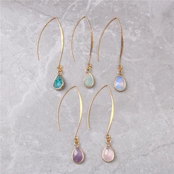 Tear Drop Earings For Women Natural Amethysts Pendant Drop Earrings Elegant Party Jewelry Women Long Dangle Earrings Femme Gifts