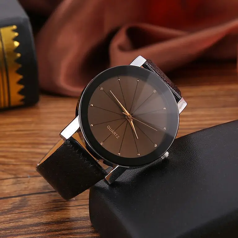 Fashion Casual Men Watches Black Leather Band Quartz Wristwatches Unisex No Brand Watch Cheap Price Dropshipping Montres Homme