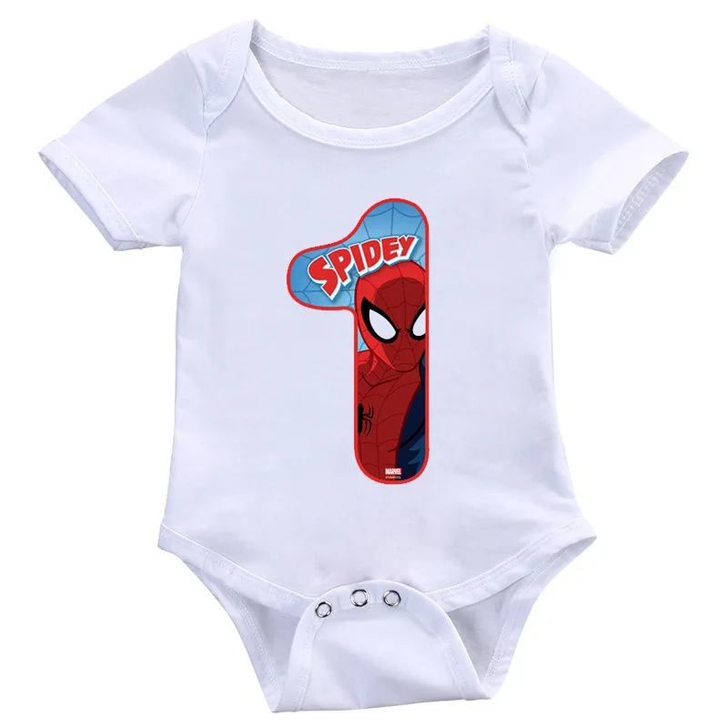 Summer Newborn Baby Girl Clothes Cartoon Spider Man Baby Boy Romper Number 1-9 Print Rompers Infant Jumpsuit Ropa Bebe Playsuit