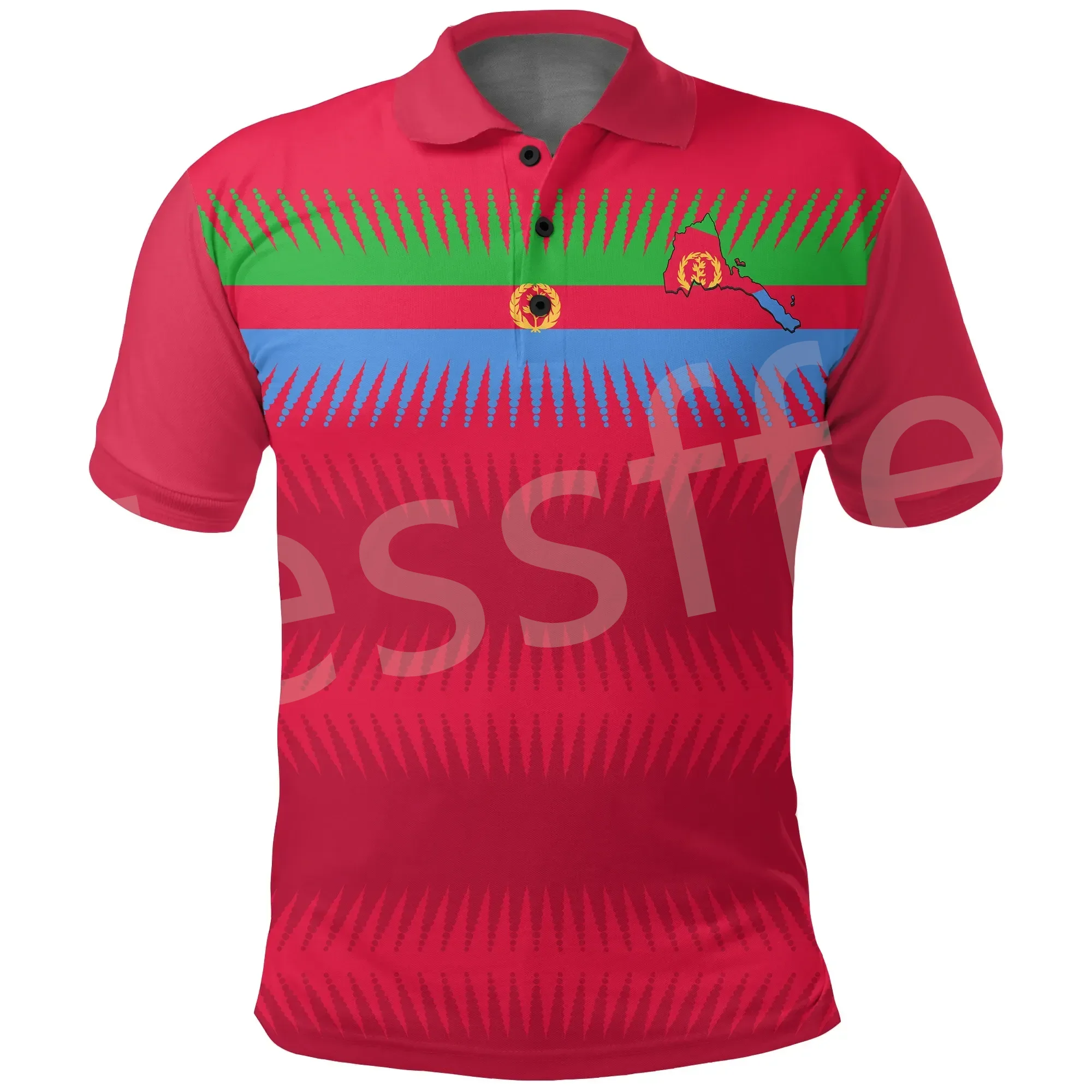 

Tessffel Africa Eritrea County Flag Native Tribe Lion Retro 3DPrint Summer Funny Polo Shirts Men/Women Short Sleeve Streetwear 2