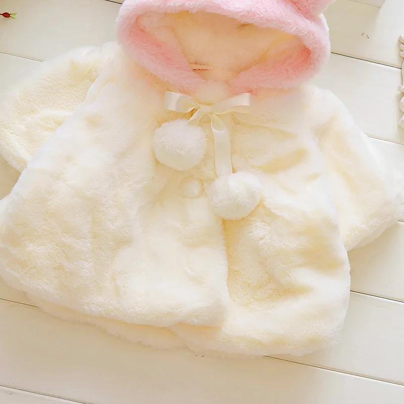 Baby Mädchen Kleidung niedlichen Hasen ohren Plüsch Prinzessin Mädchen Mantel Herbst Winter warme Kapuze Säuglinge Jacke Kinder Weihnachten Outwear