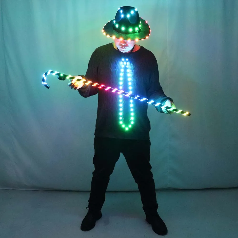 Traje de danza del vientre con luz LED, bastones blancos intermitentes para mujeres y hombres, ropa de baile de Jazz para actuaciones en escenario, fiesta como regalo