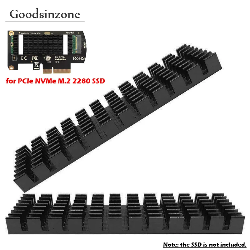 

Aluminum Heatsinks for PCIe NVMe M.2 2280 SSD with Silicone Thermal Pad, DIY Laptop PC Memory Cooling Fin Radiation Dissipate