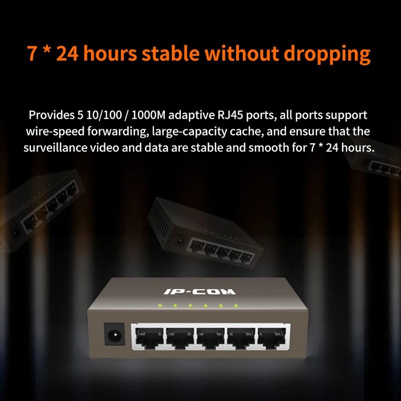 Conmutador Gigabit Ethernet IP-COM G1005 de 5 puertos, conmutador de red Ethernet de 10/100/1000Mpbs, conmutador de escritorio Gigabit de 5 puertos Auto MDI/MDIX