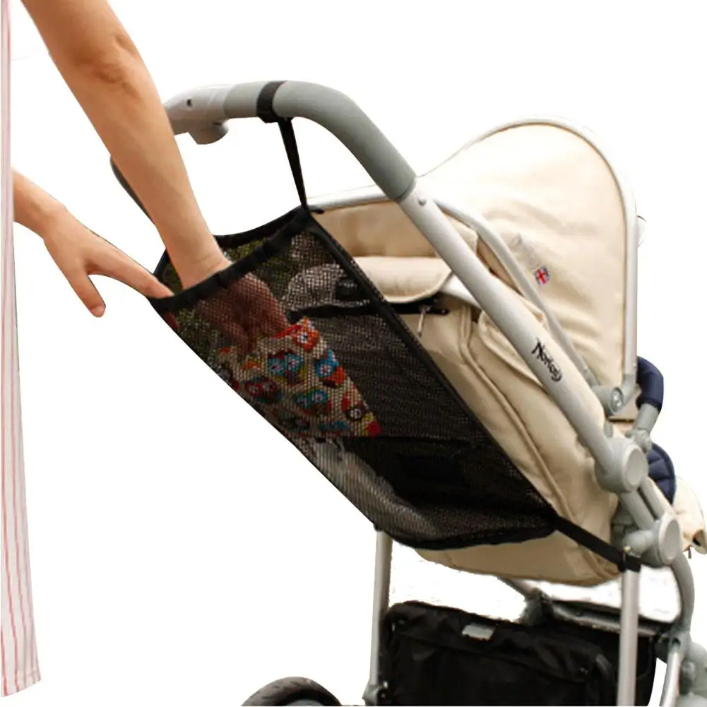 New Baby Stroller Net Pocket Baby Carts Mesh Bottle Diaper Storage Organizer Bag Holder Large Size Hanging Stroller Accessories