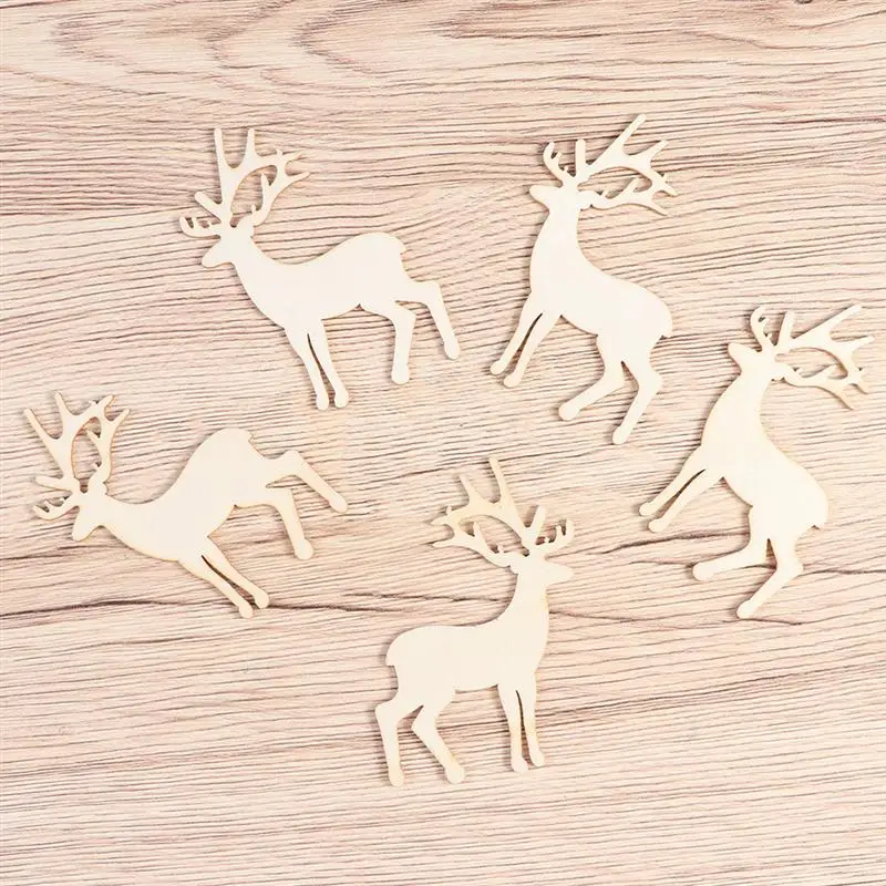 Reindeer Reindeer Decorationation DIY Wood Deer Crafts Deer Graffit Wood Piece DIY Painting Slices Educational Wood Crafts