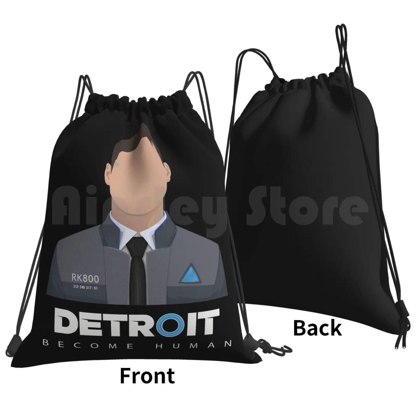 Detroit Become Human Backpack Drawstring Bag Riding Climbing Gym Bag Connor Detroit Become Human Ps4 Video Game Vector Art