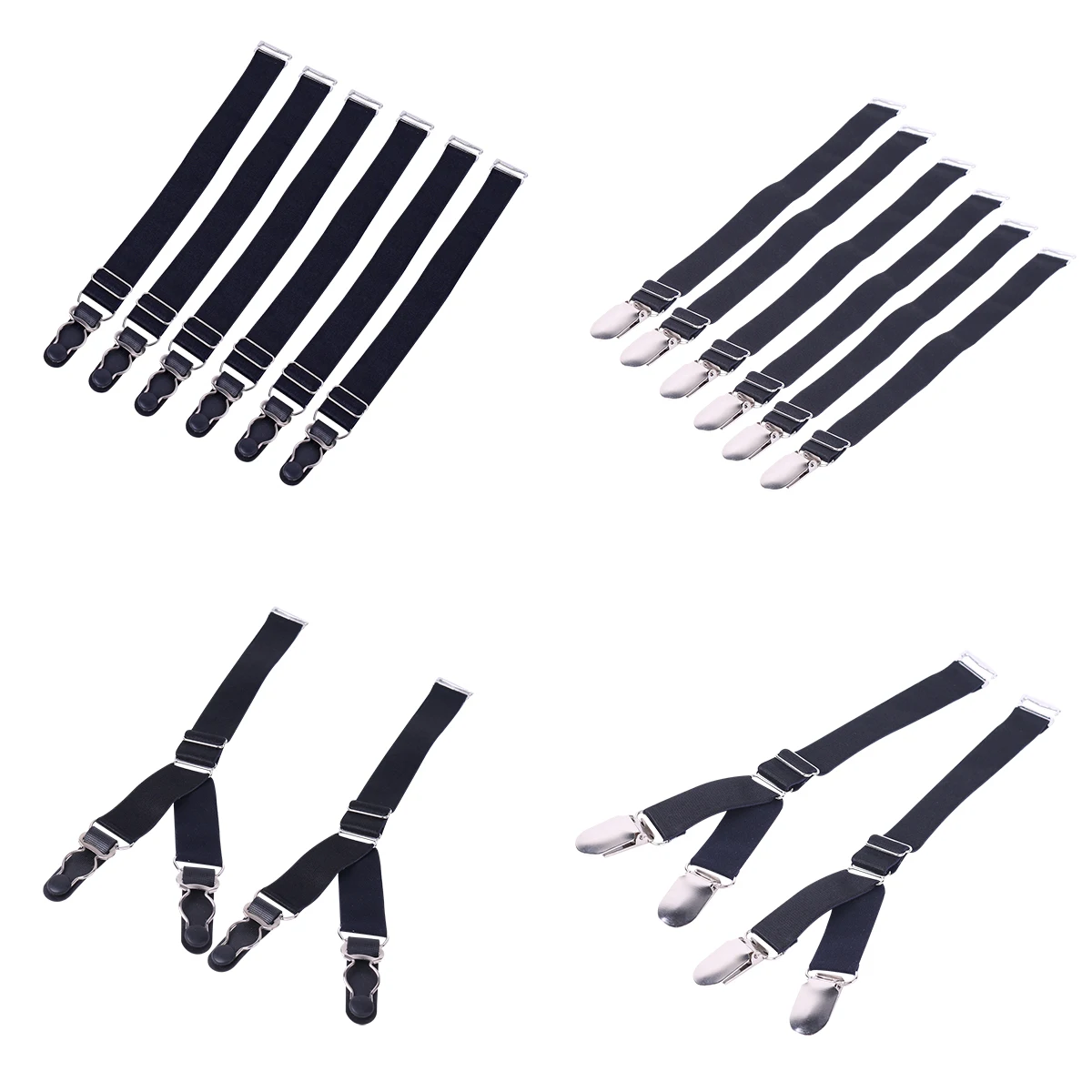 

Women Men Elastic Garter Belts Corset Holders Stockings Fastener Suspender with Duck-Mouth Metal or Plastic Clips Accessories