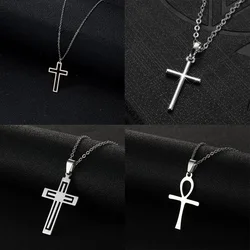 Fashion Cross Pendant Necklace For Women Men Trendy Style Metal Choker Clavicle Chain Party Statement Jewelry Female Gift Collar