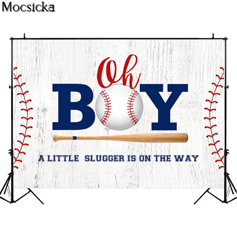 Mocsicka Een Beetje Slugger Is Op De Weg Achtergrond Oh Jongen Verjaardagsfeestje Baseball Baby Douche Fotografie Achtergrond Fotostudio