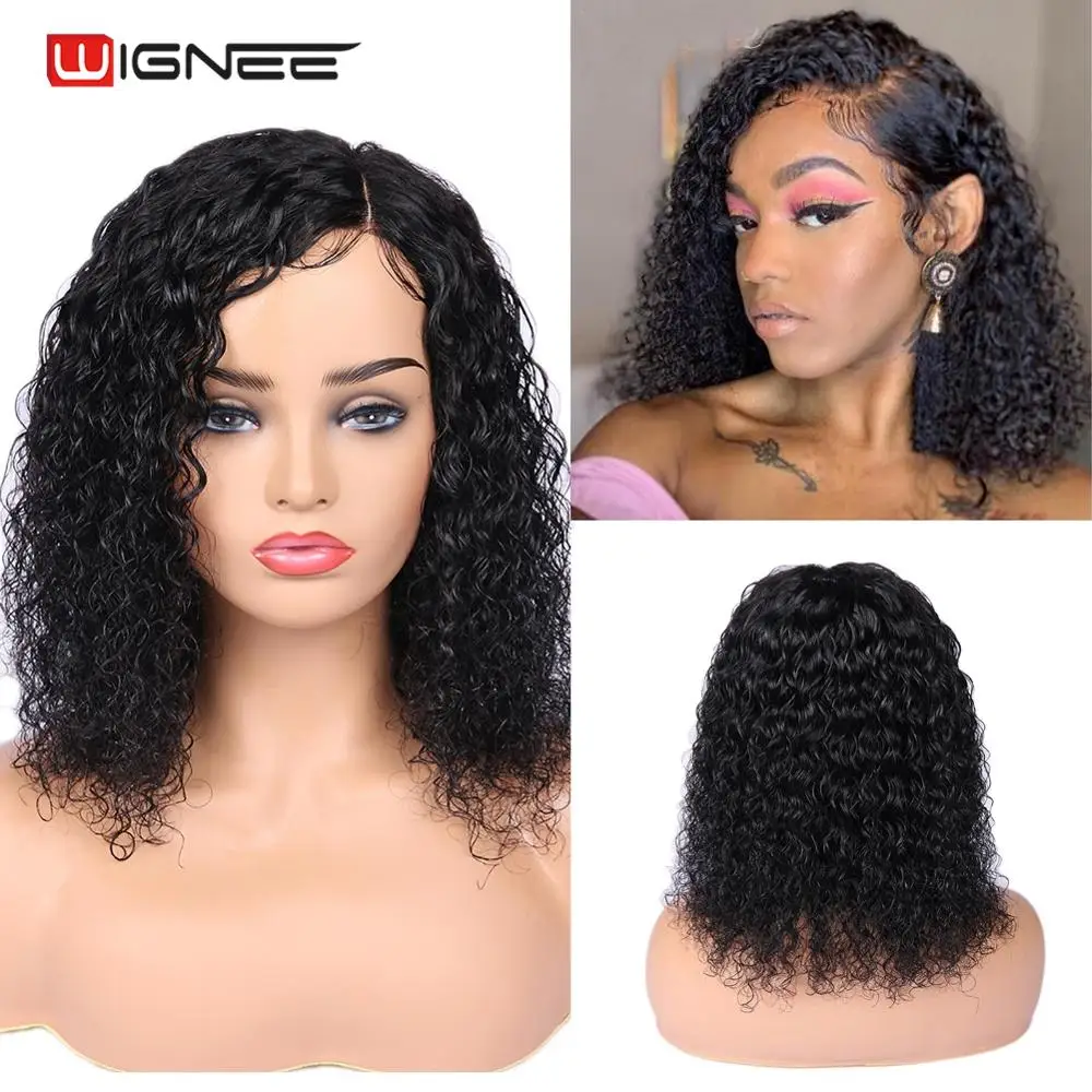 Wignee Curly Human Hair Wigs For Black/White Women With Baby Hair Brazilian Remy Hair Wigs PrePlucked Swiss Lace Human Hair Wigs