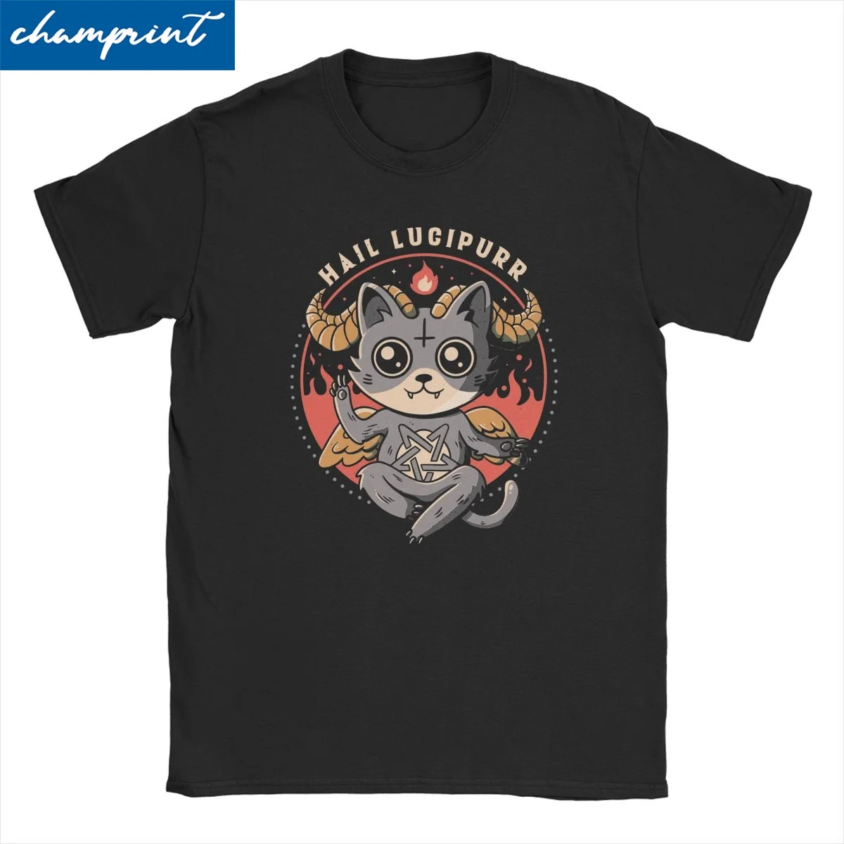 Men Women T-Shirts Hail Lucipurr Tee Shirt Cat Demon Satan Lucifer Evil Baphomet Horror Occult Death Metal T Shirt Big Size Tops