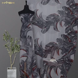 HYSK natural silk georgette chiffon fabric 3D large floral screen printed transparent by meters wholesale stock 52