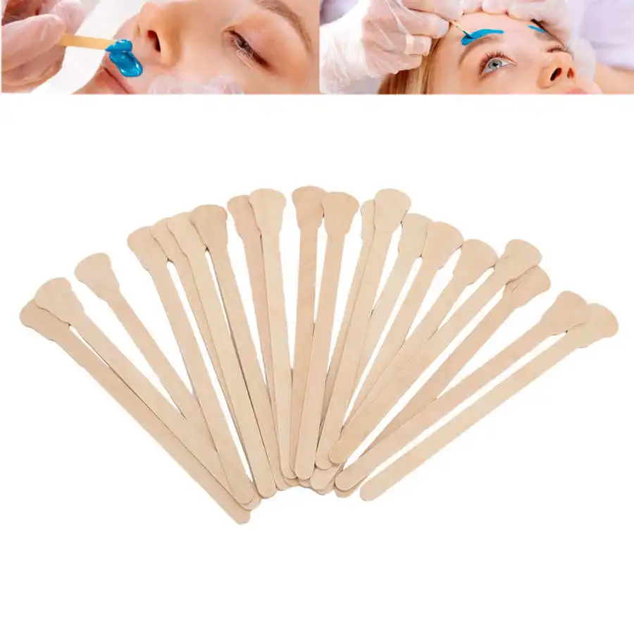 20Pcs Disposable Wooden Waxing Sticks Wax Bean Wiping Wax Spatulas Applicator Tool Hair Removal Bar Body Depilation Beauty Tool