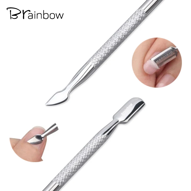 Brainbow 1 قطعة الفولاذ المقاوم للصدأ بشرة انتهازي مزدوجة ينتهي الجلد الميت مزيل الأشعة فوق البنفسجية هلام البولندية إزالة مسمار الجمال الفن وأدوات مانيكير