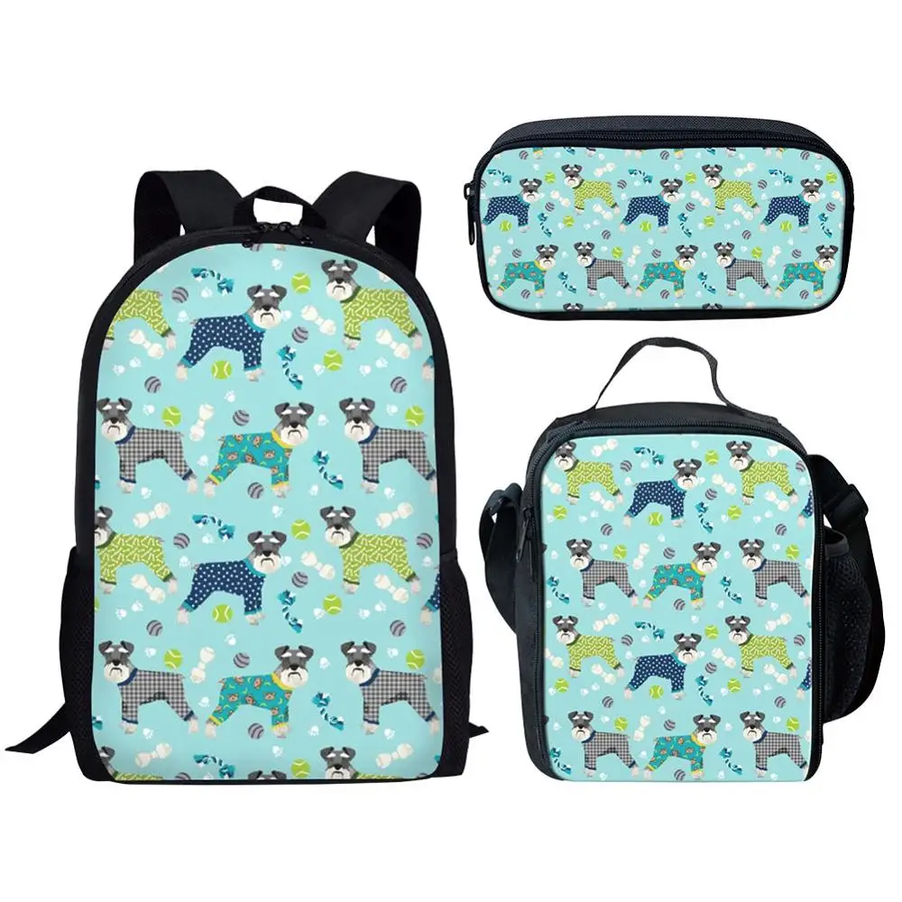 Cartoon Schnauzer Dog School Bag Sets For Girls Cute Student Kids Schoolbag Primary Child Bookbag Mochila Escolar scool bags