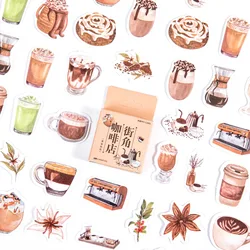 46 Pcs Kawaii Washi Paper Sticker Set Diy Art Craft Adhesive Stickers Coffee Drink Bread Decorative Label For Scrapbooking Album