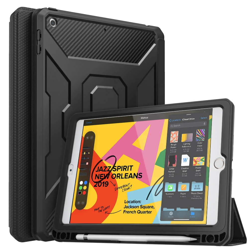 

Case For New iPad 10.2 Case/iPad 7th Gen,[Built-in Screen Protector] Full-Body Shockproof Case Smart Shell Trifold Stand Cover