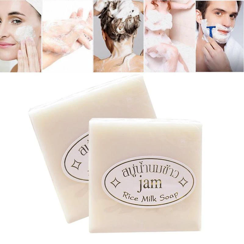 JAM Rice Soap 65g Original Thailand Handmade Soap Vitamin Rice Milk Collagen Bleaching Soap Skin Whitening Soap for Face Body