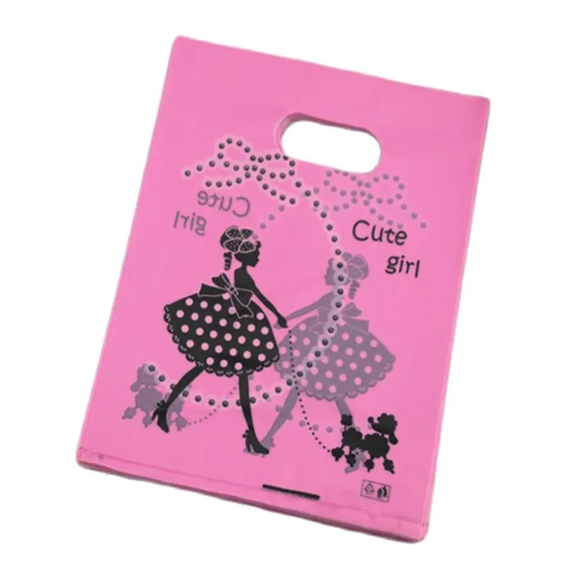 Lovely Cute Girl Hot Pink Bags Hair Packaging With Dog Favor Party Gift Bags 100pcs/lot 15*20cm