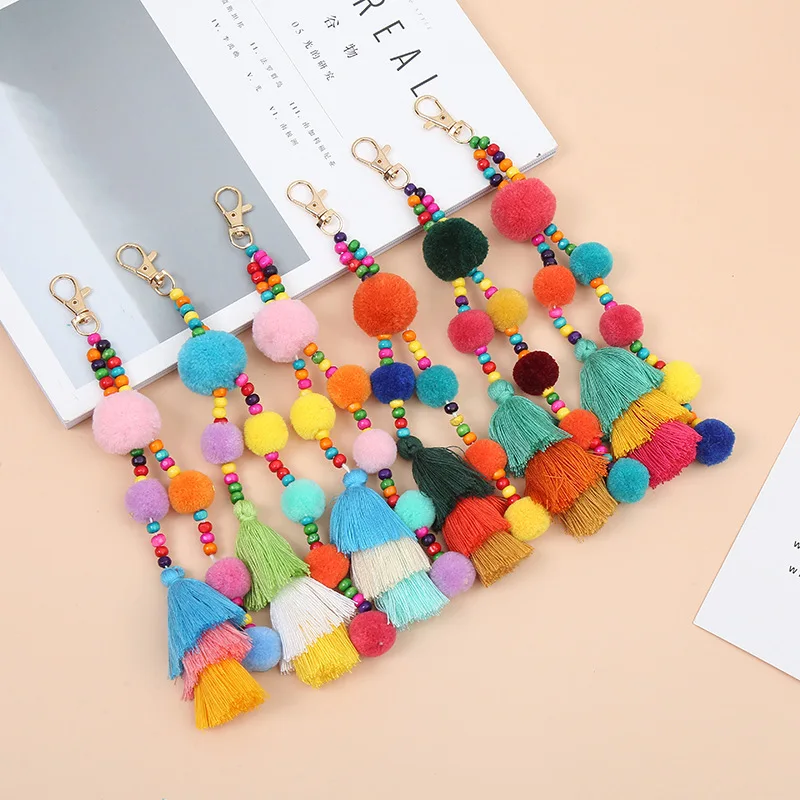 Creative Diy Jewelry Bag Pendant Keychain Pendant Clothing Accessories Colorful Fur Ball Silk Tassel Fringe Craft Supplies