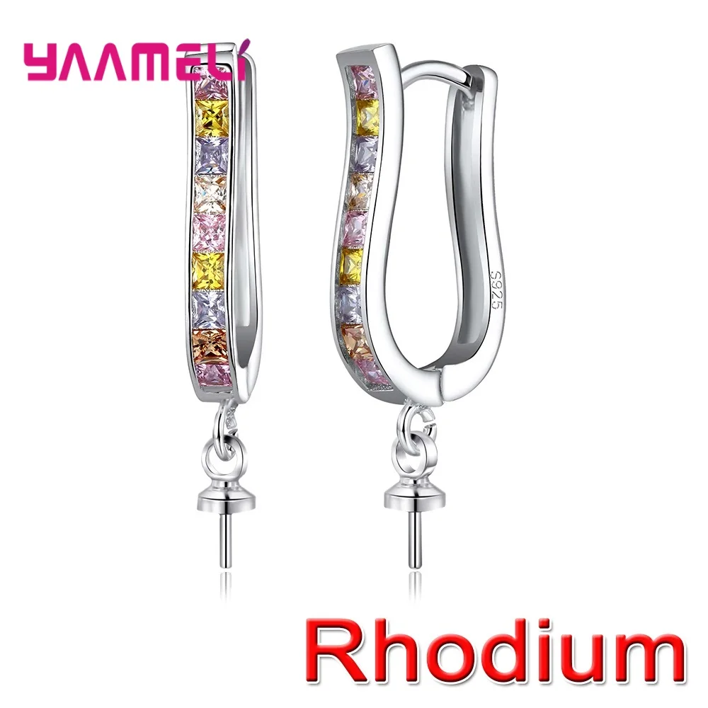 New Arrivals Full Rhinestone 1 Pair 925 Sterling Silver DIY Earring Findings Clasps Hooks Fittings Making Accessories Jewelry