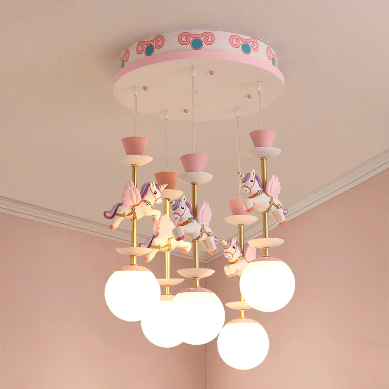 Modern girl chandelier Carousel Children's Room glass bubble lamp Boy/girl Bedroom Lamp Living Room romantic chandelier