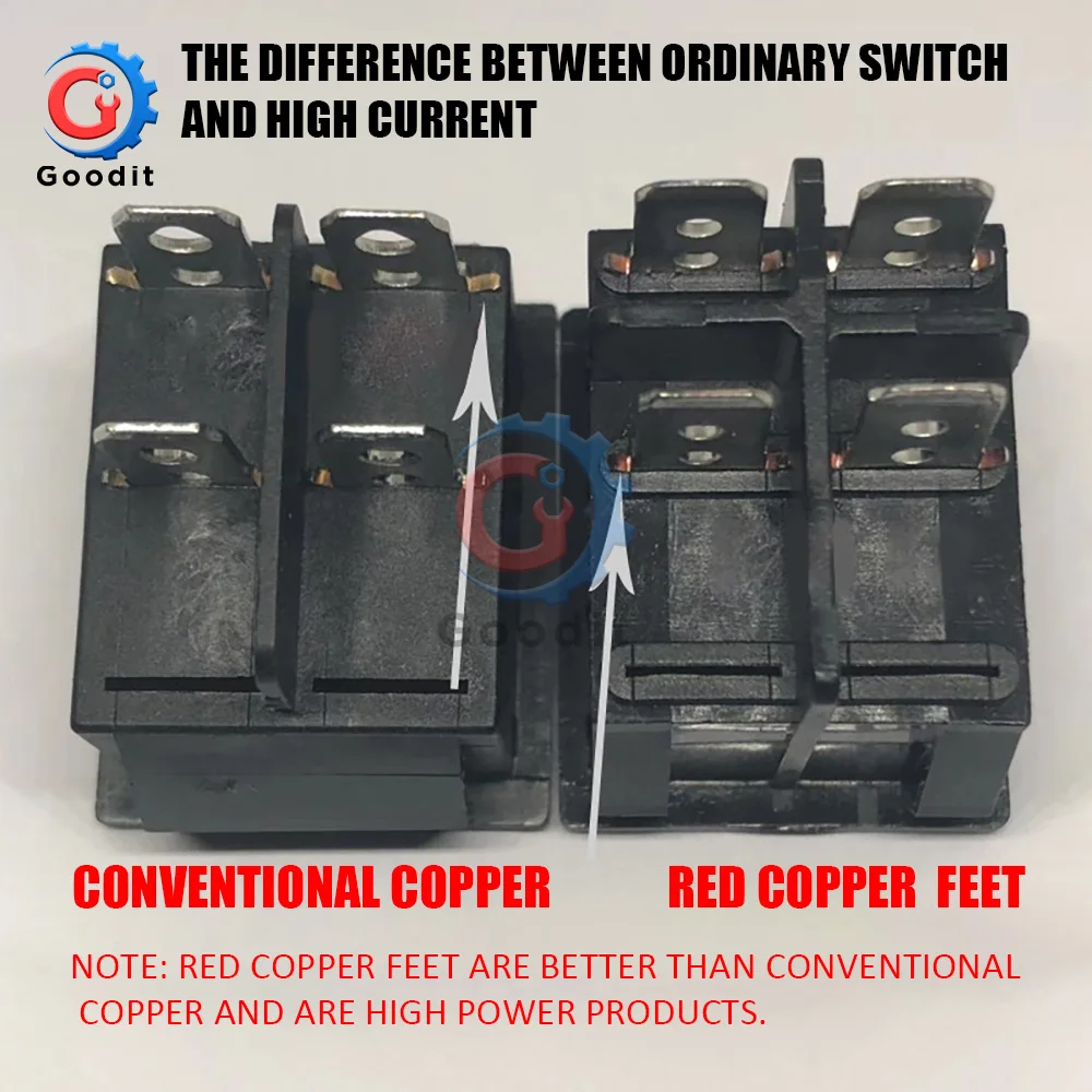 5Pcs/Set 4 Pin Rocker Switch 2 Position Lamp Light ON/OFF 30A/250V KCD4 Toggle Power Switches Silver Contacts 25*31MM