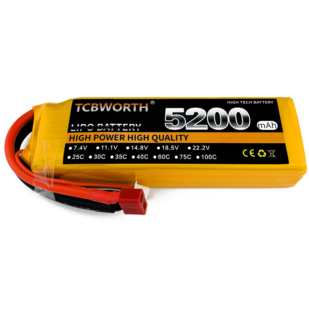 

TCBWORTH 3S RC Drone LiPo Battery 11.1V 5200mAh 75C 100C 3S Li-Po Batteries For RC Airplane Quadcopter Drone Car Boat Truck LiPo