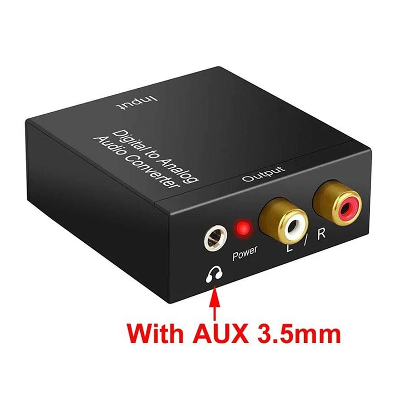Convertisseur audio numérique vers analogique à fibre optique coaxiale portable, prise AUX 3.5mm, RCA, L, R, éventuelles DIF, amplificateur décodeur audio numérique