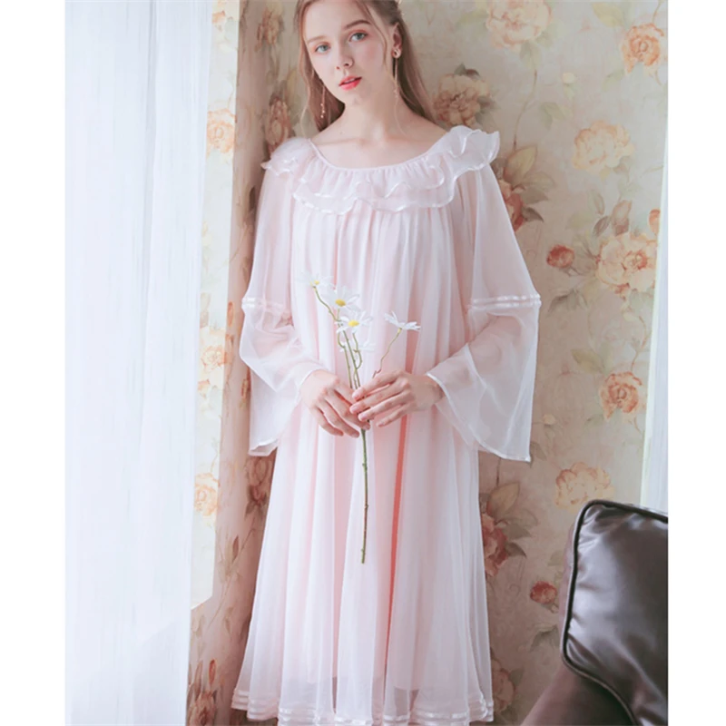 Nightdress Plus Size Laced Cotton Home Dress Lingerie Babydoll Nightgown Long White Princess Style Women Summer Night Dress T618