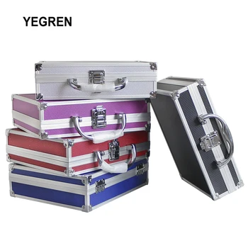 ブラックシルバーアルミ合金スーツケースメガネ歯科ルーペボックス金属ロック付き双眼拡大鏡LEDヘッドライト収納ケース