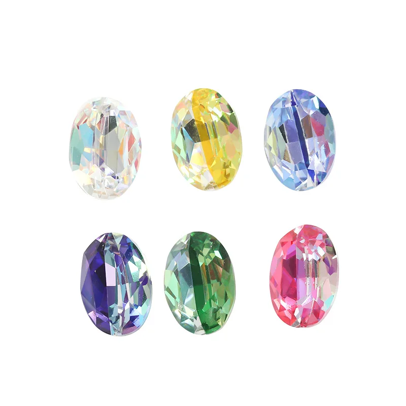 Astrobox Point Back Fancy Oval Stone K9 Gem Glass Sew On Rhinestones For Jewelry Making Loose Strass Crystal Clothes Accessories