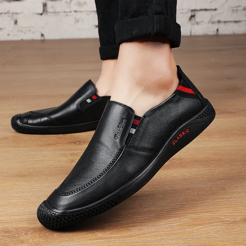 

Luxury Genuine Leather Men Loafers Shoes Slip on Flats Driving Shoes Classic Design Casual Fashion Mens Shoes Leather Shoes