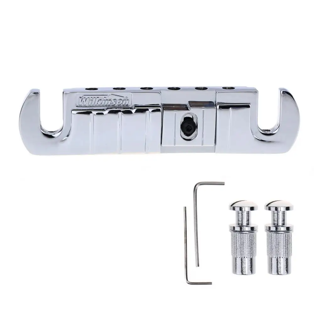 Wilkinson GTB Adjustable Intonated Wraparound Bridge Tailpiece for Les Paul Style Electric Guitar, Chrome