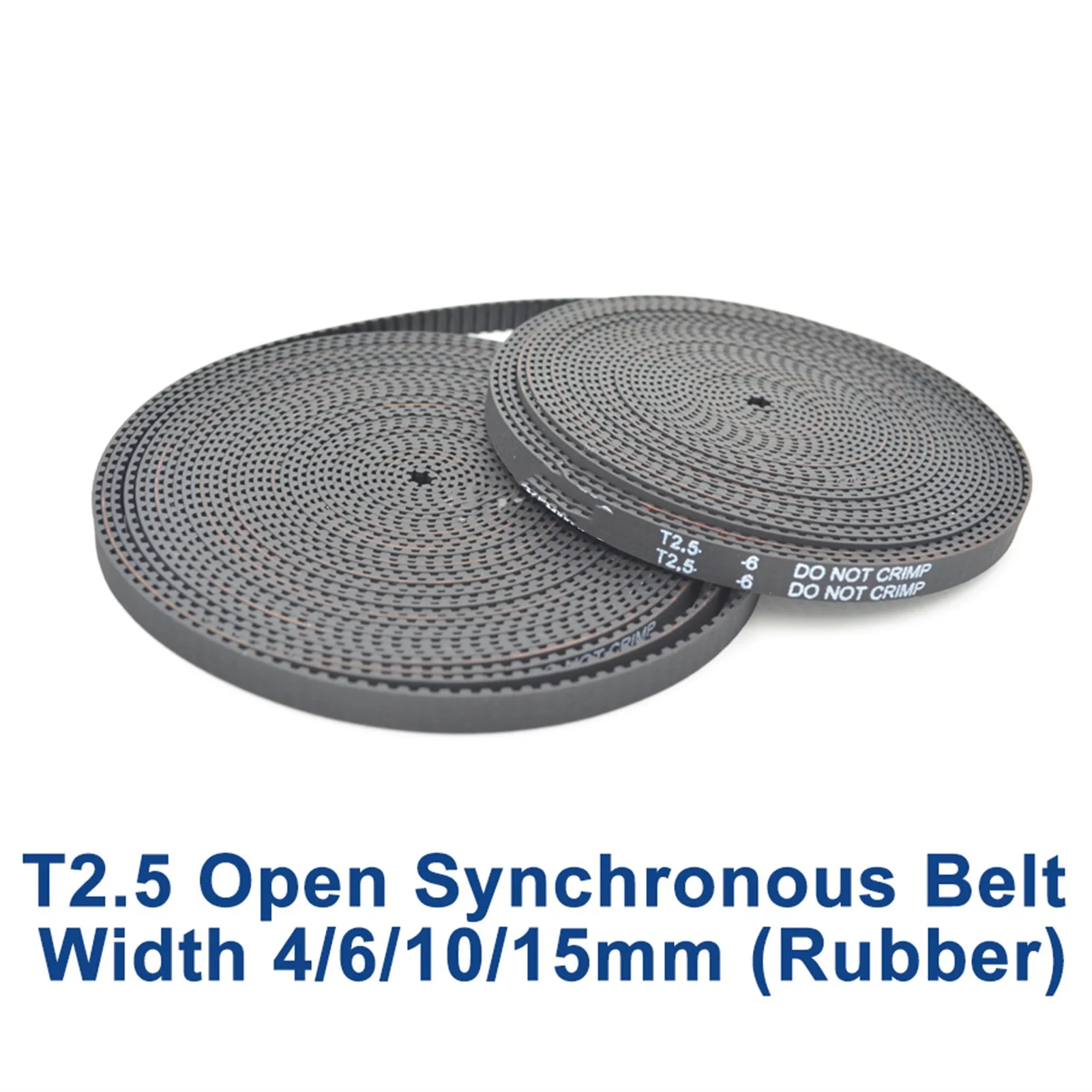 Trapezoid T2.5 Open Timing Belt, width 4/6/10/15mm, pitch 2.5mm, Rubber Neoprene fiberglass T2.5 Synchronous pulley Belt