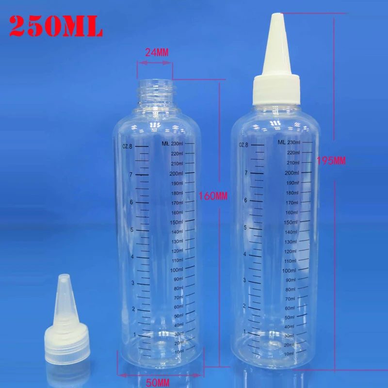 20pcs 30ml/60ml/100ml/120ml/250ml/500ml Plastic PET E Liquid juice Dropper Bottles Pointed Top Cap Tattoo Pigment Ink Containers