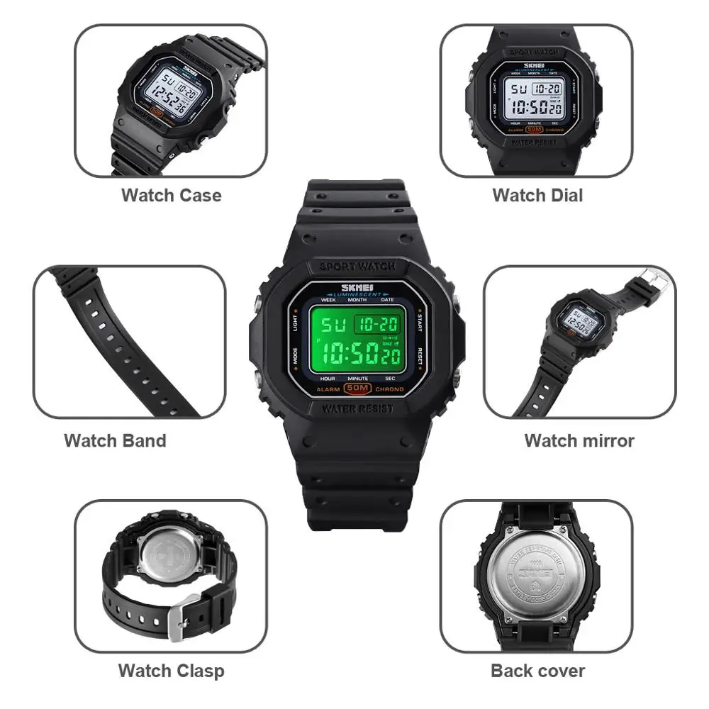 2020 SKMEI Fashion Sports Watch Colorful LED Digital Novel Color Electronic Watches PU Strap Waterproof Wrist Watch reloj hombre