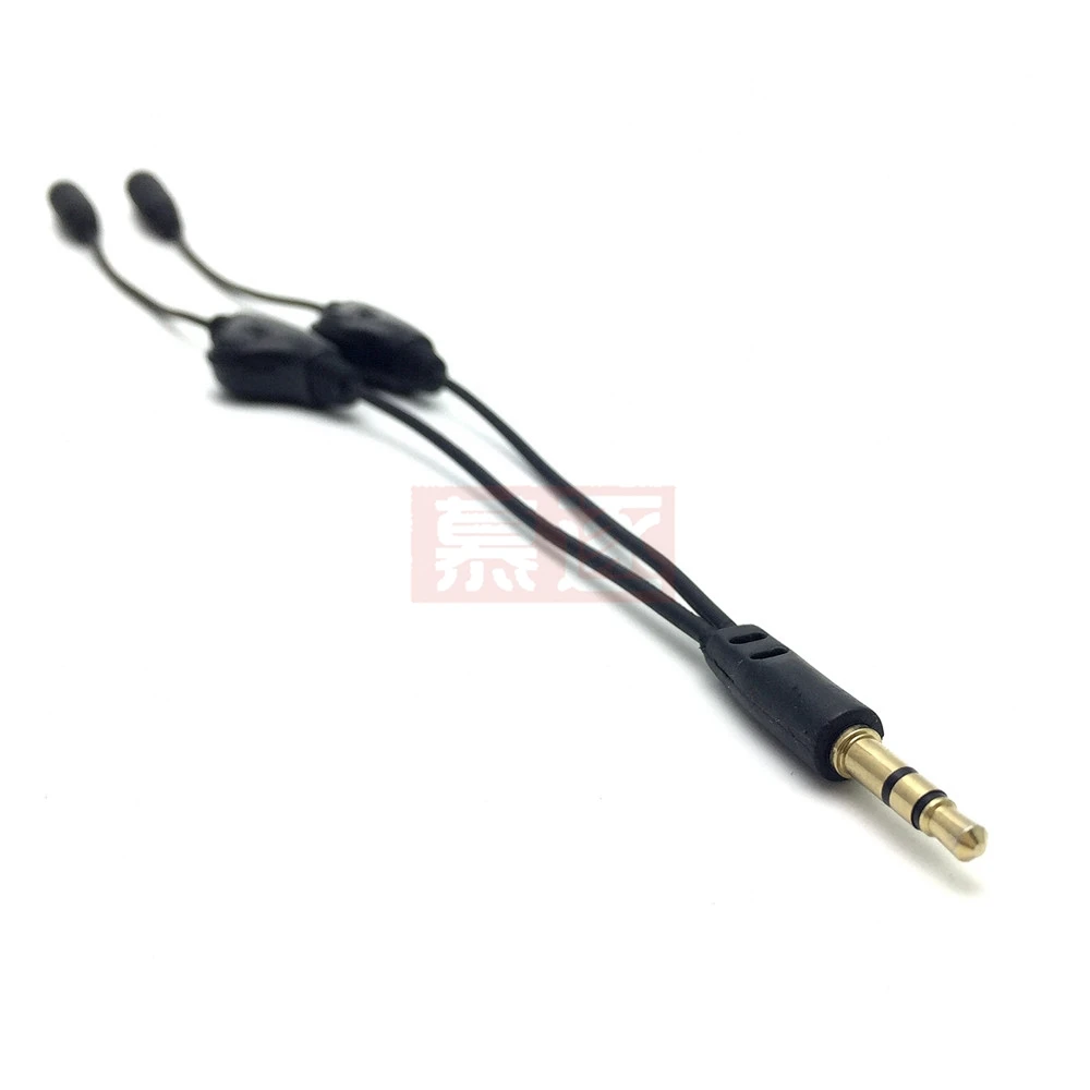 Черный 3,5 мм стерео штекер на двойной 3,5 мм женский аудио наушники Y-разветвитель кабель с переключателем громкости