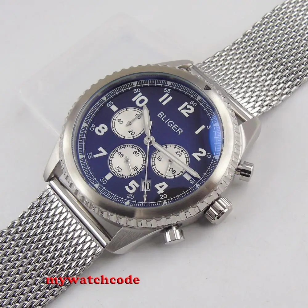 Nam Đồng Hồ 24 Giờ Đa Chức Năng Đồng Hồ Cao Cấp Hàng Đầu 45 Mm Bliger Full Chronograph Quartz Đồng Hồ Nam Đồng Hồ Relogio Masculino