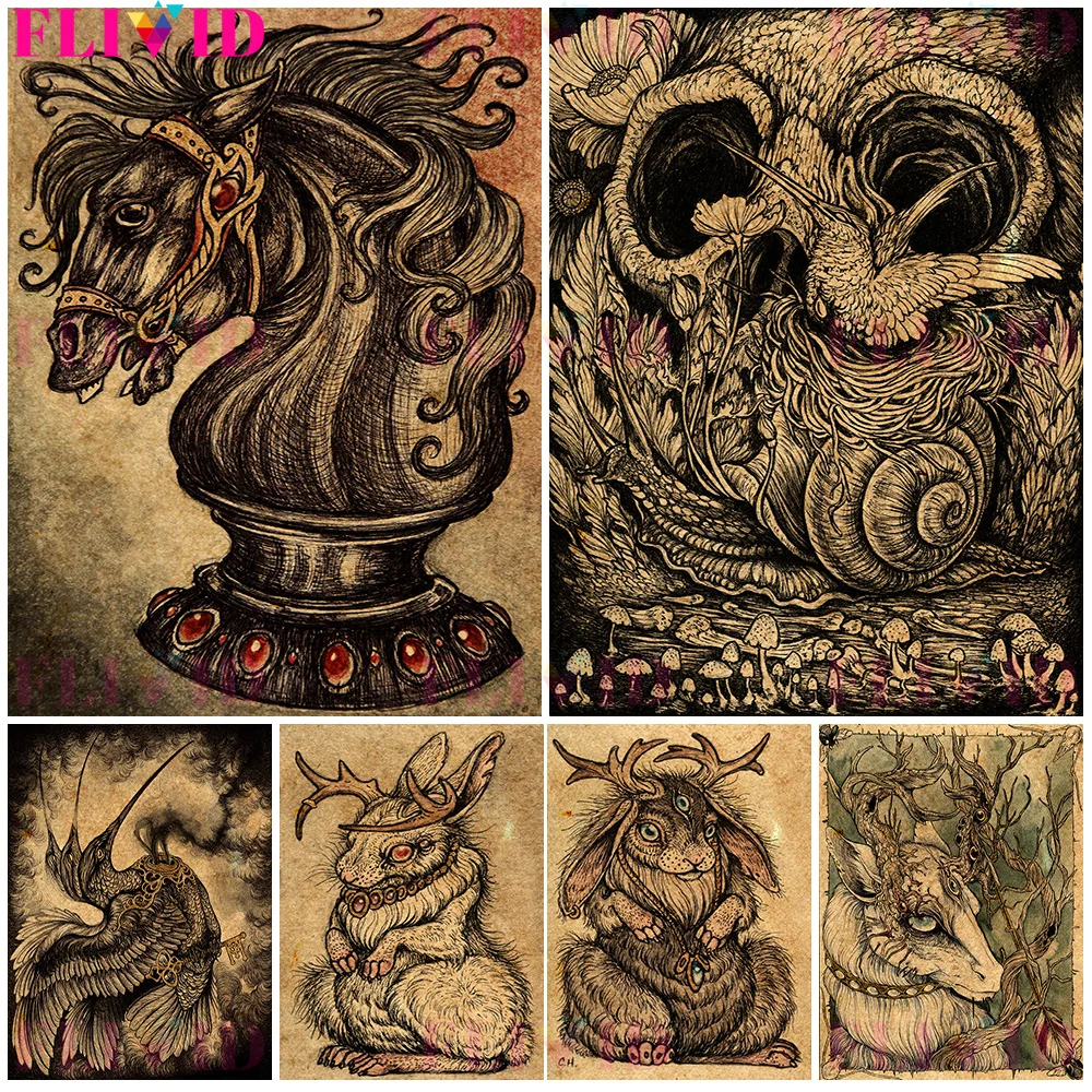 

Witchcraft World Of Witches Wall Art,Canvas Painting,Beast With A Human Poster,Face Wall Painting For Living Room Decor,Unframed