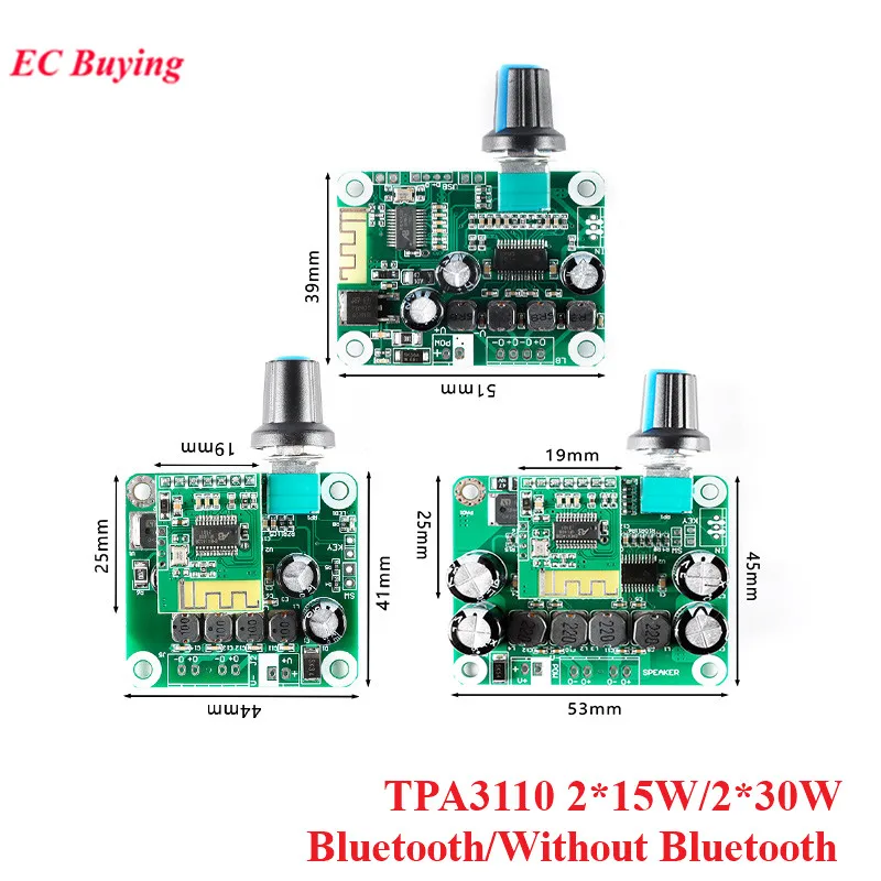 TPA3110 Bluetooth-compatible 5.0 Digital Power Amplifier Board Module 15W+15W 30W+30W Stereo Class D Audio Car USB Portable